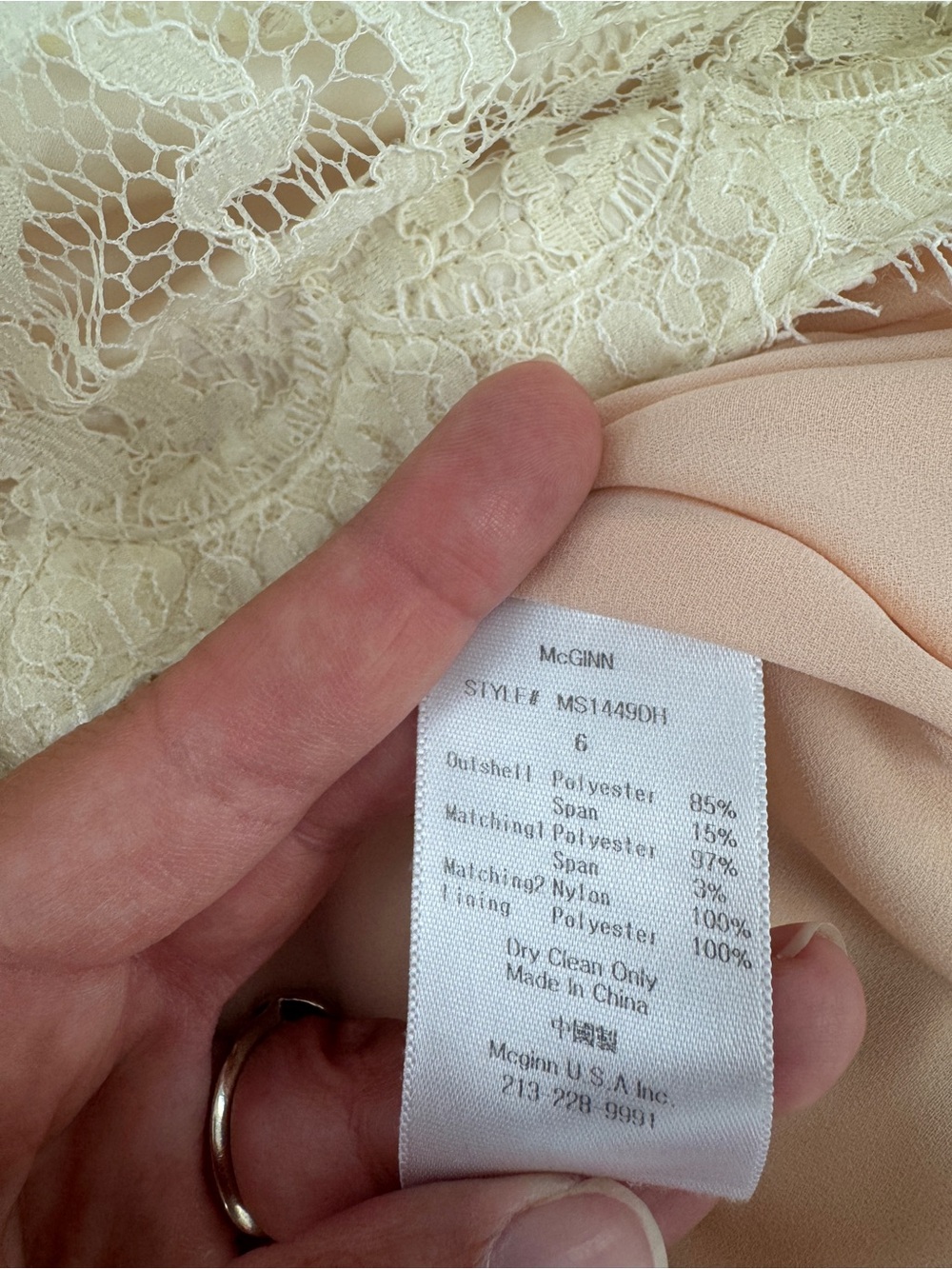McGinn Cream Lace Bow Back Sheath Dress Size 6 - Picture 8 of 10